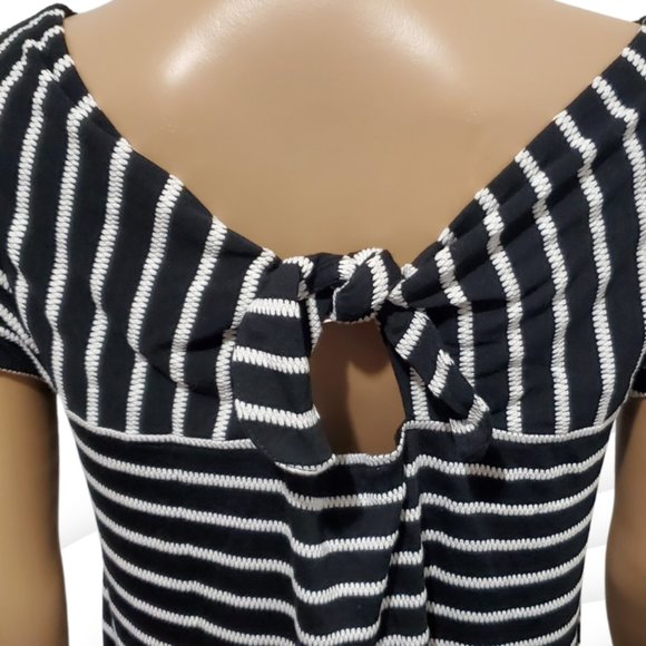 Loft Black and White Back Tie Blouse Size M - Picture 4 of 5